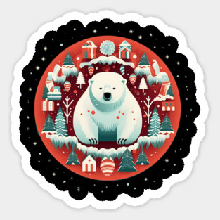 Polar Bear in Ornament, Love Bears Sticker