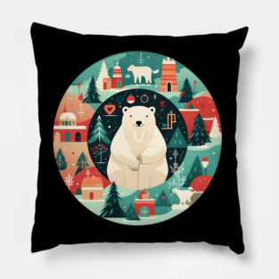 Polar Bear in Ornament, Love Bears Pillow