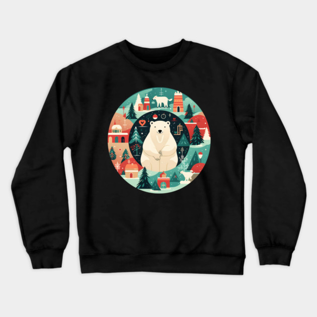 Polar Bear in Ornament, Love Bears Crewneck Sweatshirt by logiamerch