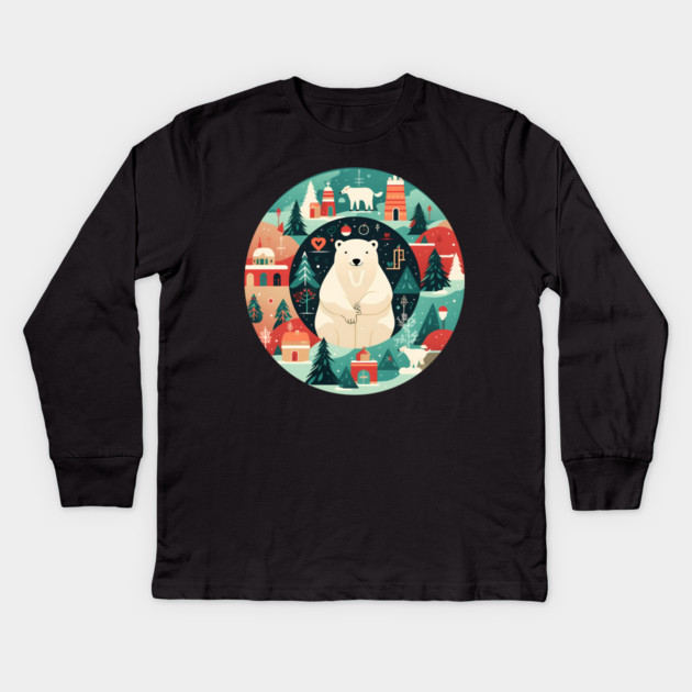 Polar Bear in Ornament, Love Bears Kids Long Sleeve T-Shirt by logiamerch