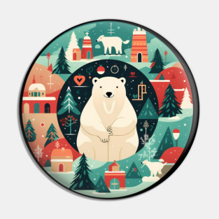 Polar Bear in Ornament, Love Bears Pin