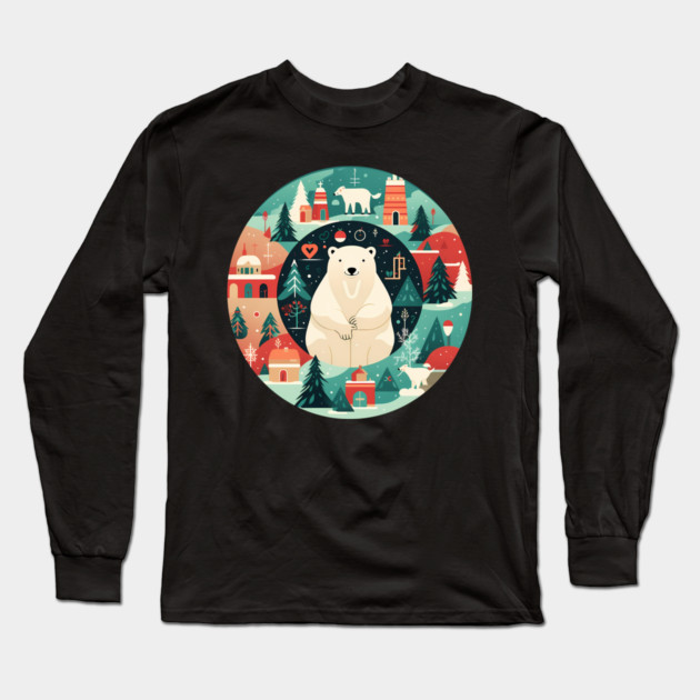 Polar Bear in Ornament, Love Bears Long Sleeve T-Shirt by logiamerch