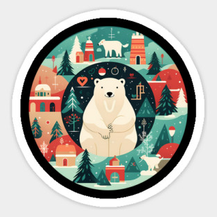 Polar Bear in Ornament, Love Bears Sticker