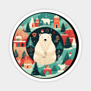 Polar Bear in Ornament, Love Bears Magnet