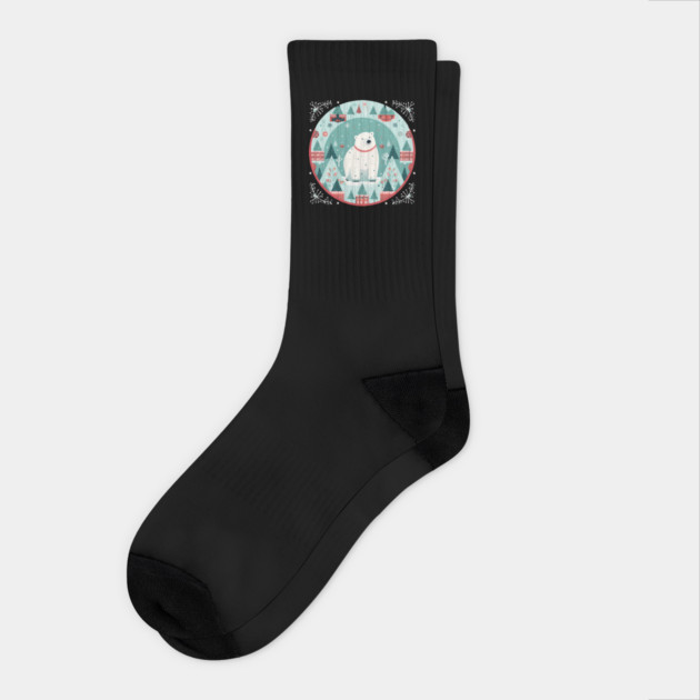 Polar Bear in Ornament, Love Bears Socks by logiamerch