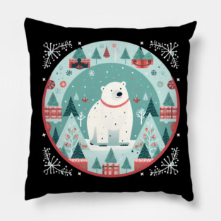 Polar Bear in Ornament, Love Bears Pillow