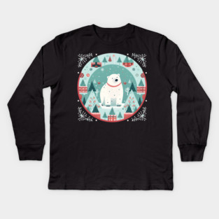 Polar Bear in Ornament, Love Bears Kids Long Sleeve T-Shirt