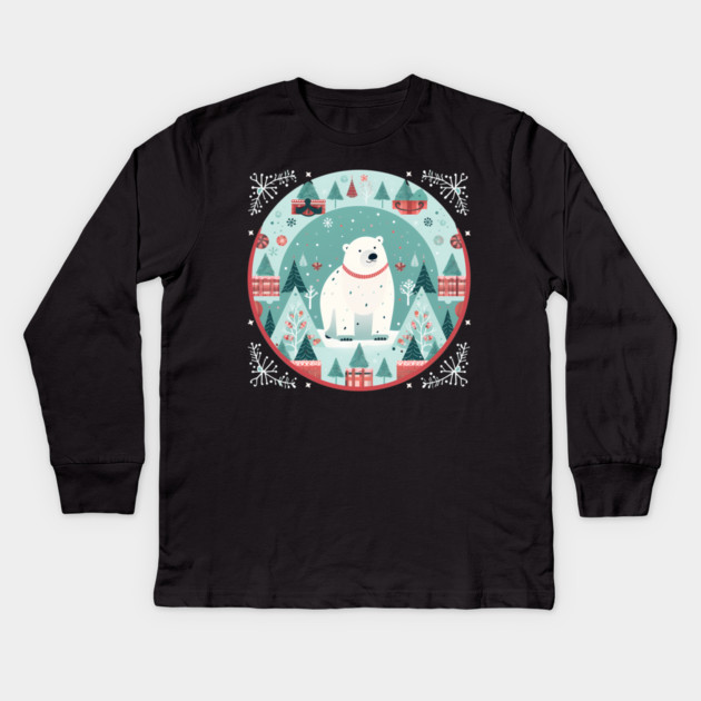 Polar Bear in Ornament, Love Bears Kids Long Sleeve T-Shirt by logiamerch