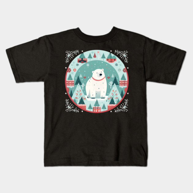 Polar Bear in Ornament, Love Bears Kids T-Shirt by logiamerch
