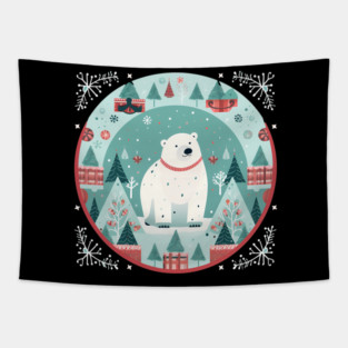 Polar Bear in Ornament, Love Bears Tapestry
