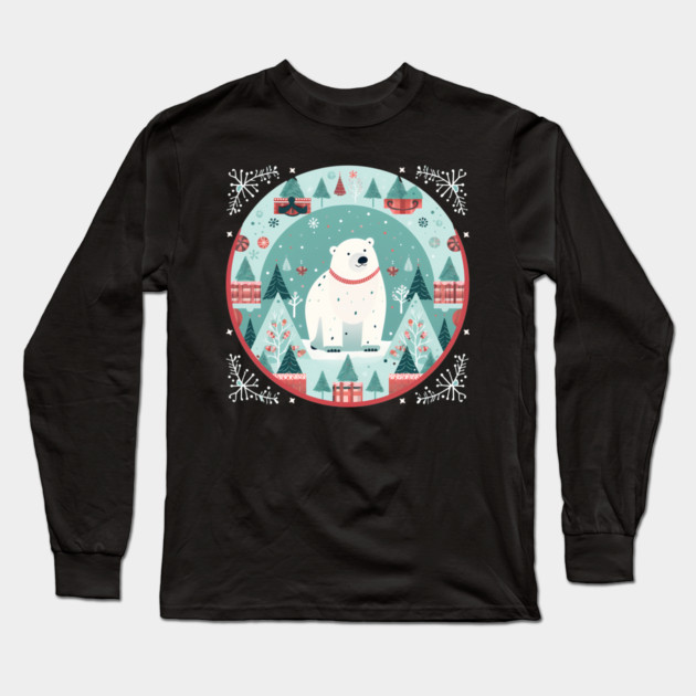 Polar Bear in Ornament, Love Bears Long Sleeve T-Shirt by logiamerch
