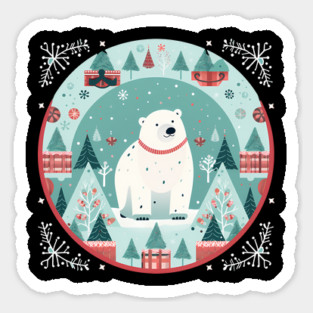 Polar Bear in Ornament, Love Bears Sticker