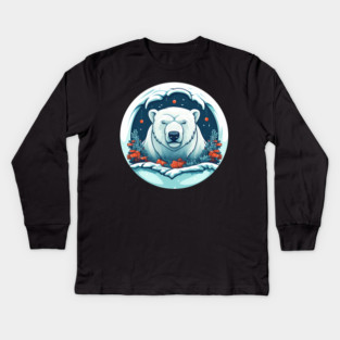 Polar Bear in Ornament, Love Bears Kids Long Sleeve T-Shirt