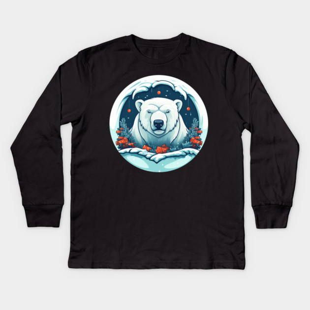 Polar Bear in Ornament, Love Bears Kids Long Sleeve T-Shirt by logiamerch