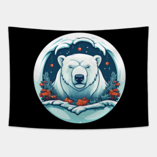 Polar Bear in Ornament, Love Bears Tapestry