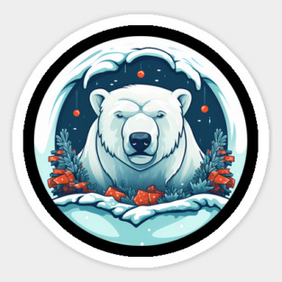 Polar Bear in Ornament, Love Bears Sticker