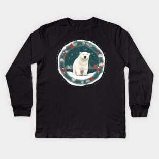 Polar Bear in Ornament, Love Bears Kids Long Sleeve T-Shirt