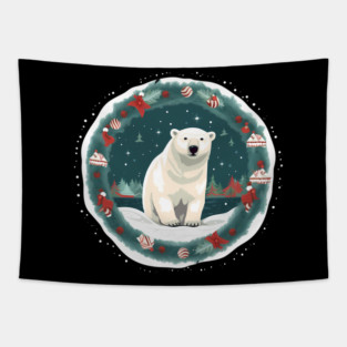 Polar Bear in Ornament, Love Bears Tapestry