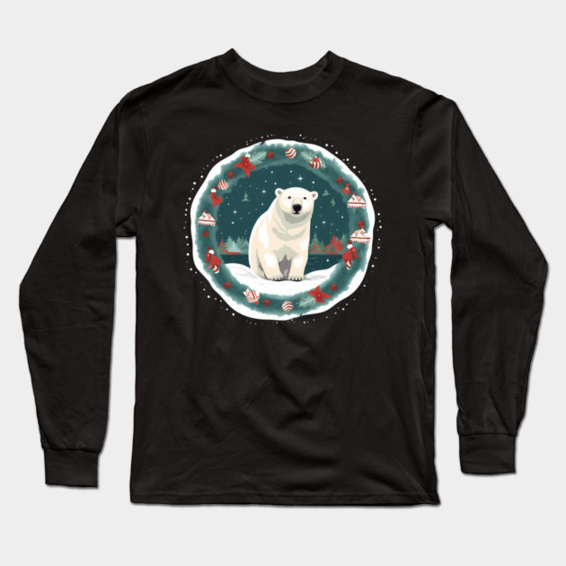 Polar Bear in Ornament, Love Bears Long Sleeve T-Shirt by logiamerch