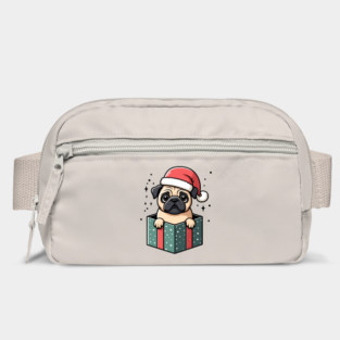 Pug In Present Dog Christmas Festive Santa Hat Bag