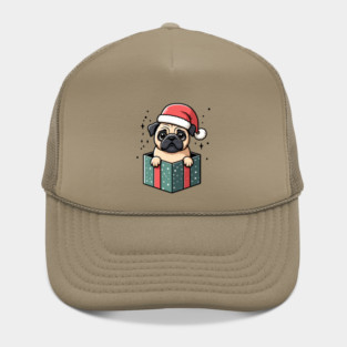 Pug In Present Dog Christmas Festive Santa Hat Hat