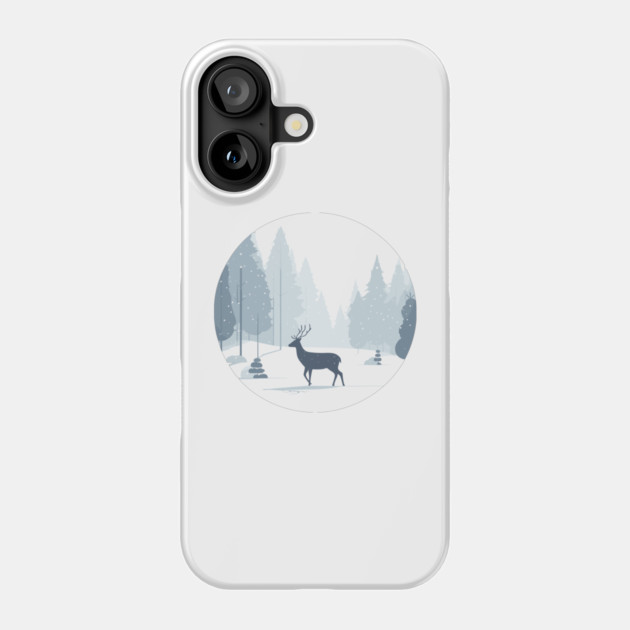 Snowy Lone Deer Christmas Winter Snow Forest Landscape Phone Case by Frank Ring