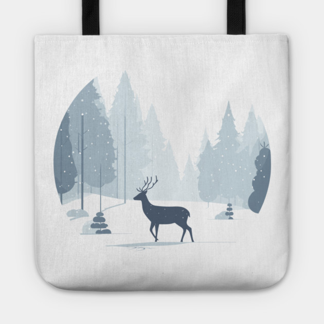 Snowy Lone Deer Christmas Winter Snow Forest Landscape Tote by Frank Ring