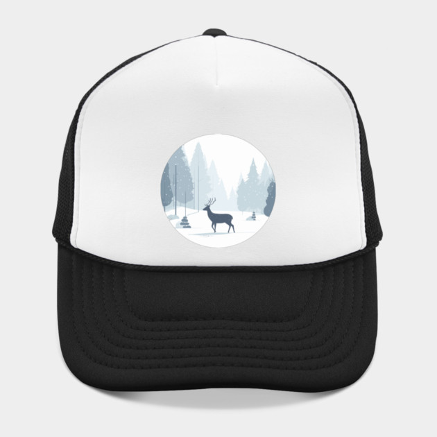 Snowy Lone Deer Christmas Winter Snow Forest Landscape by Frank Ring