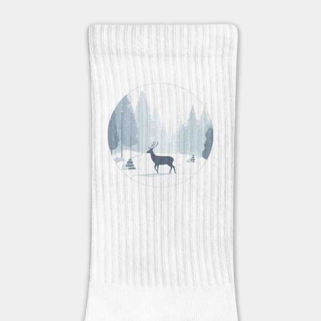 Snowy Lone Deer Christmas Winter Snow Forest Landscape by Frank Ring