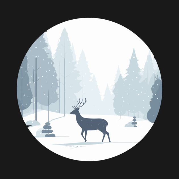 Snowy Lone Deer Christmas Winter Snow Forest Landscape by Frank Ring
