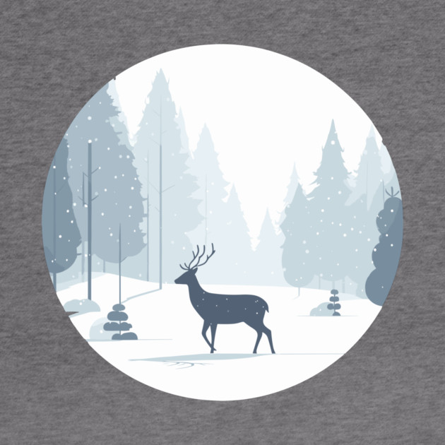 Snowy Lone Deer Christmas Winter Snow Forest Landscape by Frank Ring