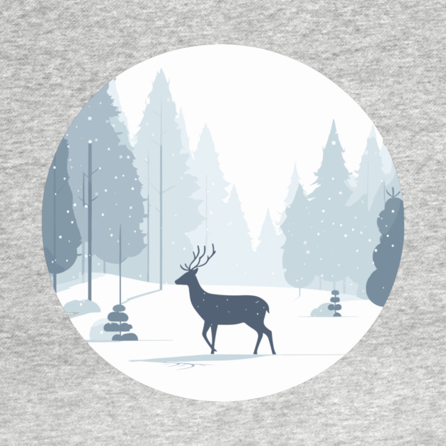 Snowy Lone Deer Christmas Winter Snow Forest Landscape by Frank Ring