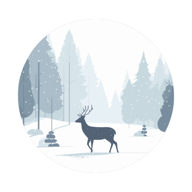 Snowy Lone Deer Christmas Winter Snow Forest Landscape by Frank Ring