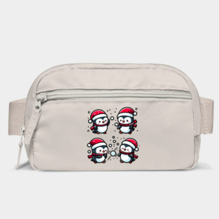 Adorable Cute Penguin Santa Hat Winter Snowball Fight Bag
