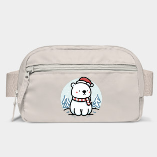 Cute Snowy Polar Winter Bear Santa Hat Scarf Holiday Bag