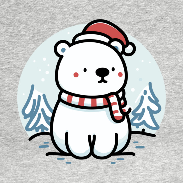 Cute Snowy Polar Winter Bear Santa Hat Scarf Holiday by Frank Ring