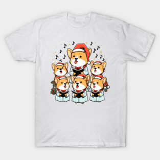 Corgi Carolers Christmas Singing Dog Choir Robes T-Shirt