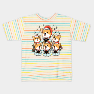 Corgi Carolers Christmas Singing Dog Choir Robes Kids T-Shirt