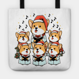 Corgi Carolers Christmas Singing Dog Choir Robes Tote