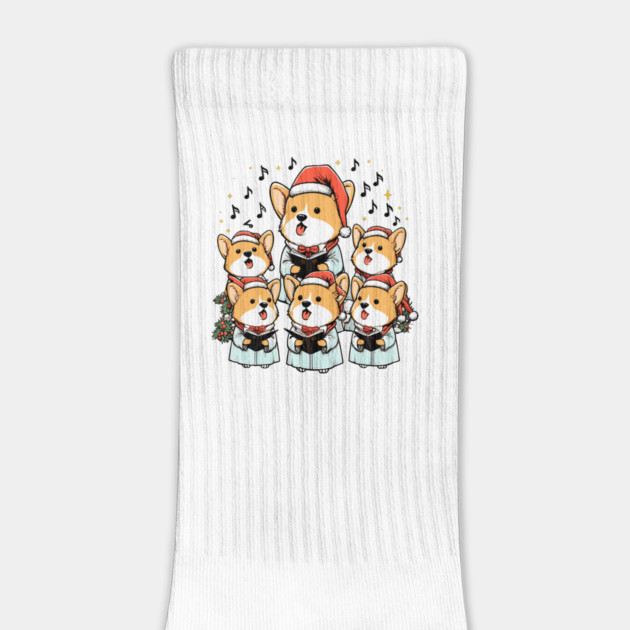 Corgi Carolers Christmas Singing Dog Choir Robes by Frank Ring