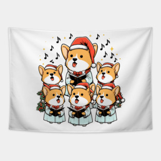 Corgi Carolers Christmas Singing Dog Choir Robes Tapestry