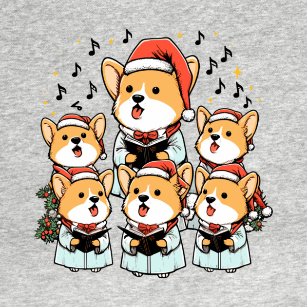 Corgi Carolers Christmas Singing Dog Choir Robes by Frank Ring