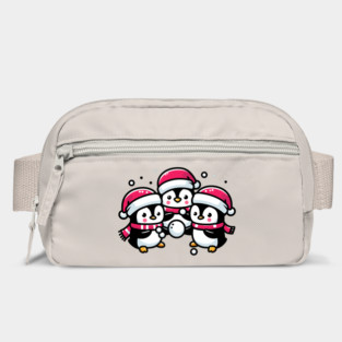 Adorable Cute Penguin Santa Hat Winter Snowball Fight Bag