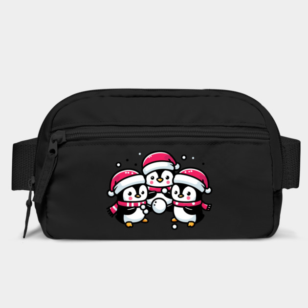 Adorable Cute Penguin Santa Hat Winter Snowball Fight by Frank Ring