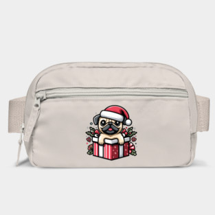 Pug In Present Dog Christmas Festive Santa Hat Bag