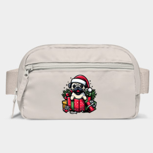 Pug In Present Dog Christmas Festive Santa Hat Bag