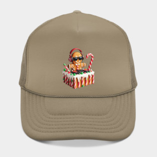 Funny Gingerbread DJ Booth Christmas Holiday Candy Cane Hat