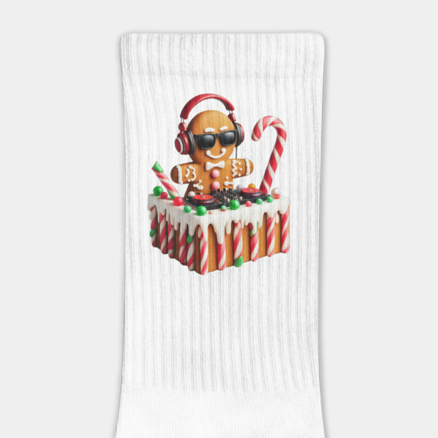 Funny Gingerbread DJ Booth Christmas Holiday Candy Cane by Frank Ring