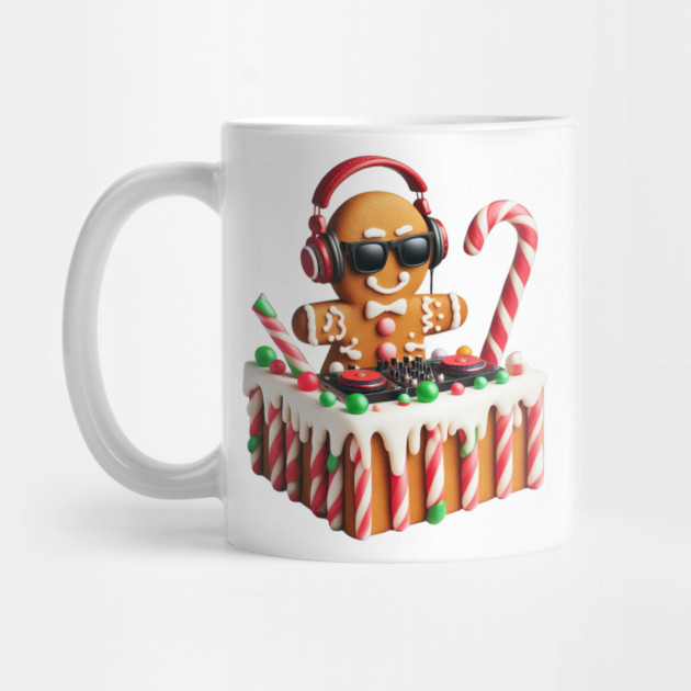 Funny Gingerbread DJ Booth Christmas Holiday Candy Cane by Frank Ring