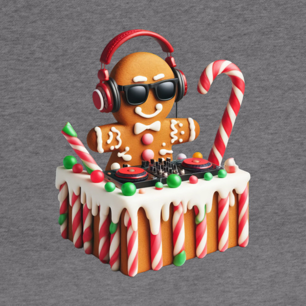 Funny Gingerbread DJ Booth Christmas Holiday Candy Cane by Frank Ring